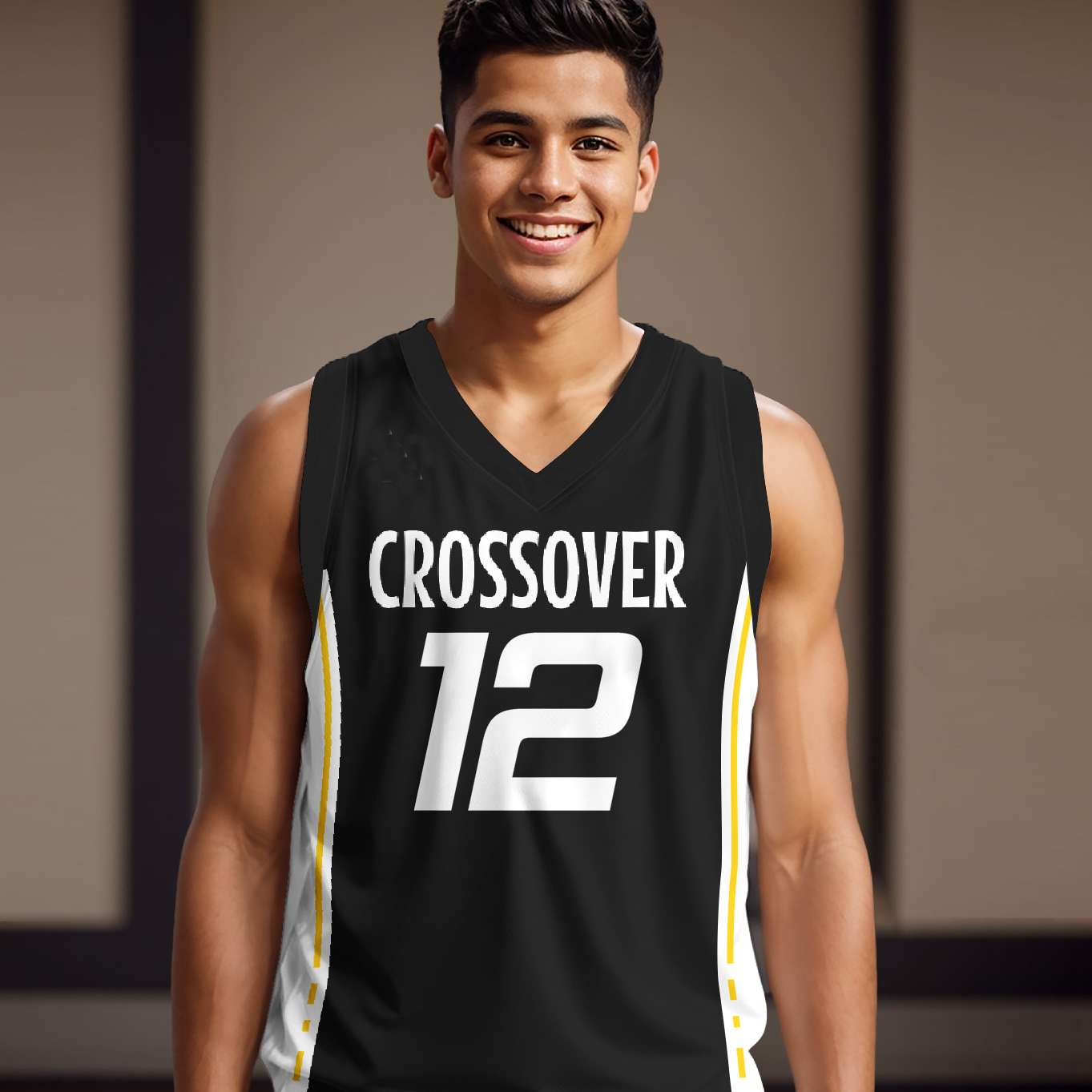 Custom-designed sublimated basketball jersey with player names and numbers